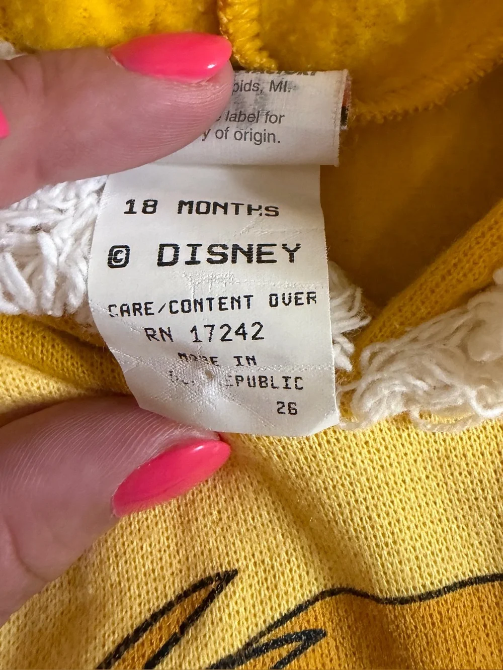 Vintage Disney The Lion King Simba Hooded Romper 18 Months Yellow 90s